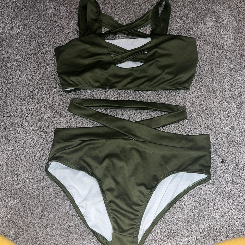 Army Green Criss Cross Bikini